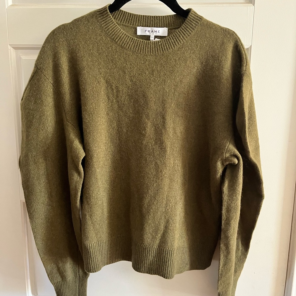 Frame Denim Olive Green Cashmere Women's Sweater